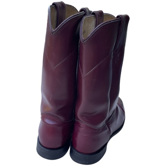 Vintage Diamond J Burgundy Leather Upper  Western/ Cowboy Boots Size: 8.5 B - Picture 5 of 10